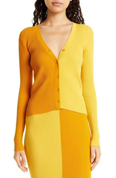 Shop Staud Cargo Colorblock Sweater In Honey/ Goldie