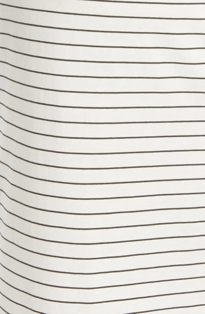 Angel Maternity Stripe Maternity/nursing Nightgown In Khaki