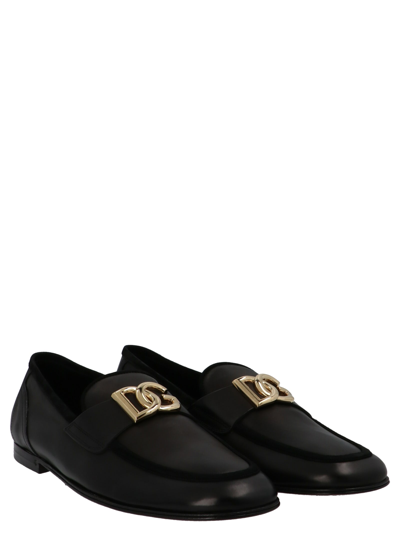 Shop Dolce & Gabbana Logo Loafers In Black