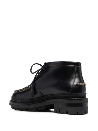 Shop Dsquared2 Logo Plaque Leather Ankle Boots In Black