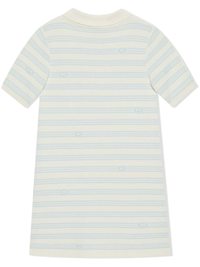 Shop Gucci Intarsia-knit Short-sleeve Dress In White