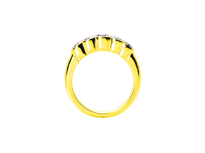 Pre-owned Jewelwesell 5stone 0.95ct Diamond Wedding Band Ring 14k Yellow Gold Round H Si2 Bezel Set