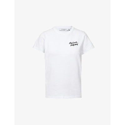 Shop Maison Kitsuné Handwriting Logo-print Cotton-jersey T-shirt In White