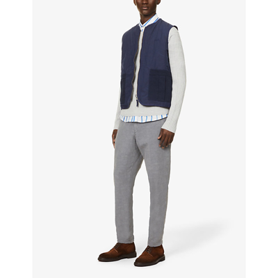 Shop Oscar Jacobson Nico Pleated Regular-fit Tapered Woven Trousers In Grey Rock
