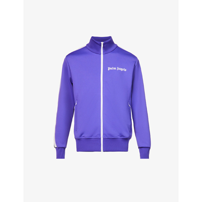 Shop Palm Angels Mens Purple White Classic Track Logo-print Regular-fit Woven Jacket