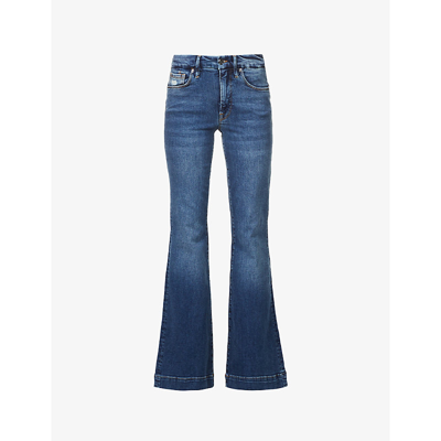 Shop Good American Good Flare Flared Mid-rise Stretch-denim Jeans In Indigo132