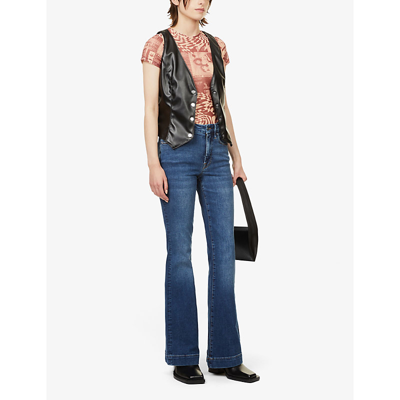 Shop Good American Good Flare Flared Mid-rise Stretch-denim Jeans In Indigo132