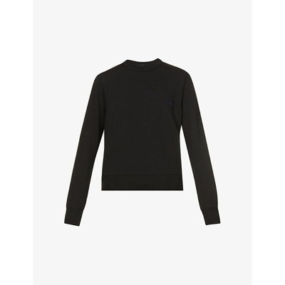 Shop Acne Studios Faro Face-patch Cotton-jersey Sweatshirt In Black
