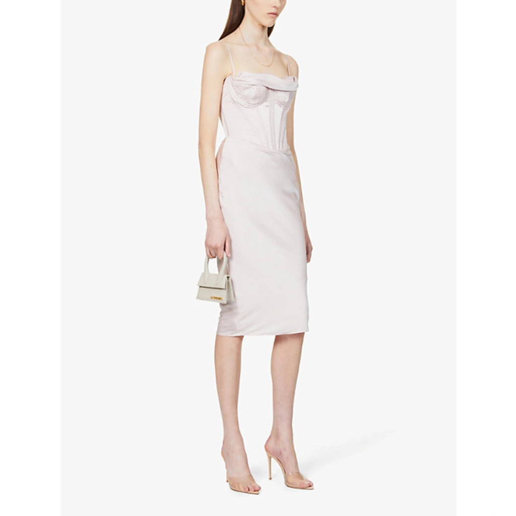 myrna satin corset midi dress 'Myrna' Crystal Satin Corset Midi Dress