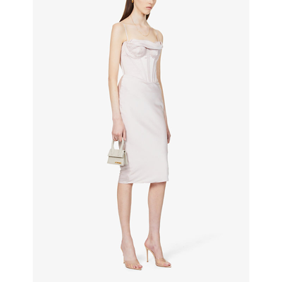 House Of Cb Myrna Corset Satin Midi Dress In Crystal