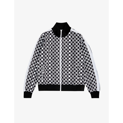 Shop Palm Angels Checkerboard Logo-print Woven Track Jacket 4-12 Years In Black