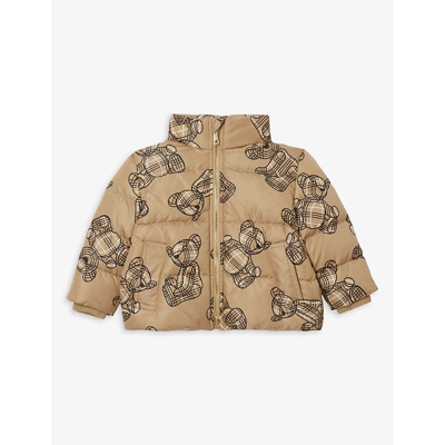 Shop Burberry Thomas Bear Graphic-print Shell-down Puffer Jacket 18-24 Months In Archive Beige Ip Pat