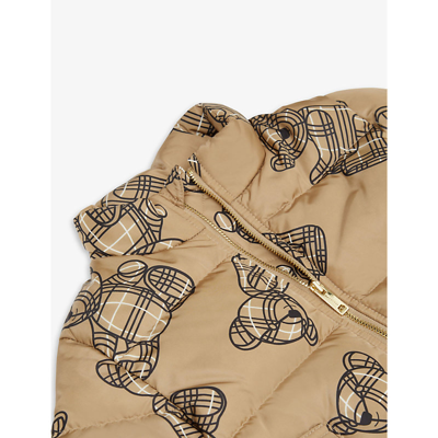 Shop Burberry Thomas Bear Graphic-print Shell-down Puffer Jacket 18-24 Months In Archive Beige Ip Pat