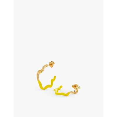 Shop Missoma Squiggle 18ct Recycled Yellow Gold-plated Vermeil Recycled Sterling-silver Hoop Earrings In Gold Yellow