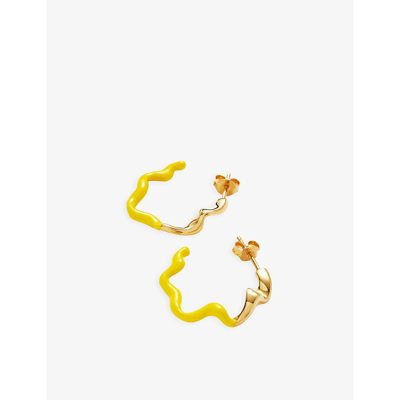 Shop Missoma Squiggle 18ct Recycled Yellow Gold-plated Vermeil Recycled Sterling-silver Hoop Earrings In Gold Yellow