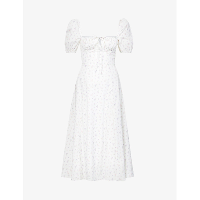 Shop House Of Cb Women's White Floral Tallulah Floral-print Cotton-blend Midi Dress