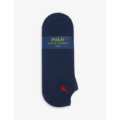 Shop Polo Ralph Lauren Logo-embroidered Pack Of Three Cotton-blend Socks In Navy