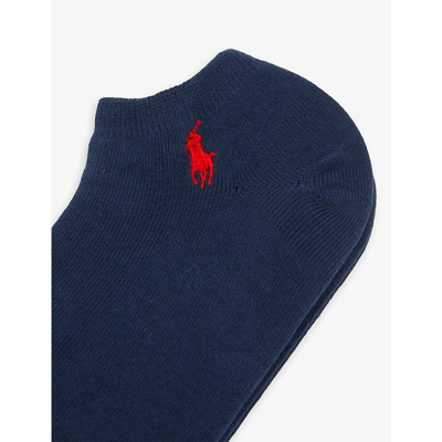 Shop Polo Ralph Lauren Logo-embroidered Pack Of Three Cotton-blend Socks In Navy