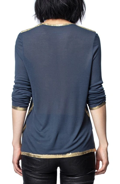 Shop Zadig & Voltaire Willy Gold Foil Tee In Marine
