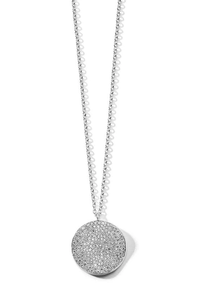 Shop Ippolita Stardust Large Flower Pavé Diamond Disc Pendant Necklace In Silver