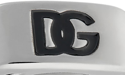 Shop Dolce & Gabbana Dg Logo Embossed Signet Ring In Ruthenium