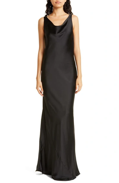 Shop Norma Kamali Maria Cowl Neck Gown In Black