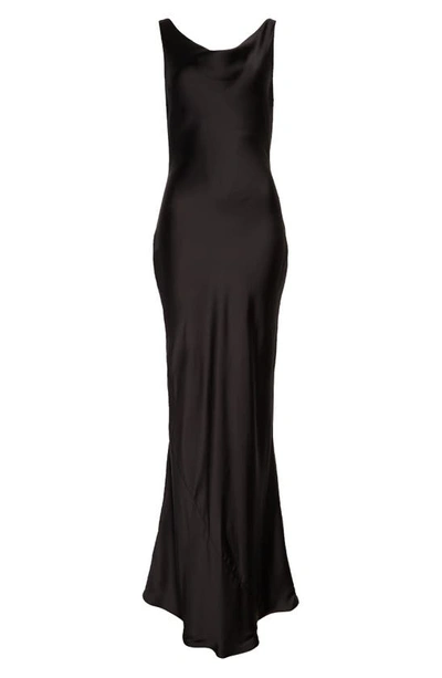 Shop Norma Kamali Maria Cowl Neck Gown In Black