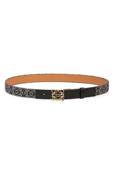 Shop Loewe Anagram Jacquard Belt In Black/ Gold 1206