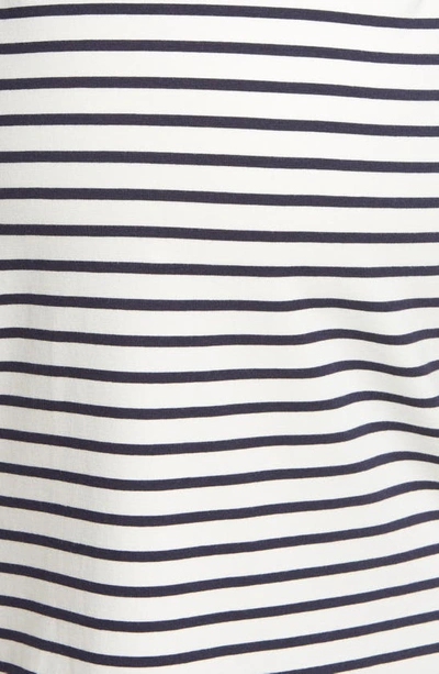 Angel Maternity Stripe Maternity/nursing Nightgown In Navy