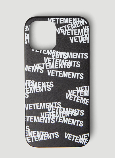 Shop Vetements Logo Stamped Iphone 12 Pro Max Case In Black