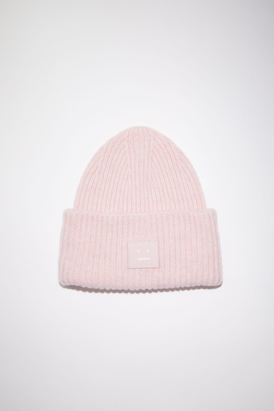 Shop Acne Studios Unisex Ribbed Beanie Hat In Faded Pink Melange