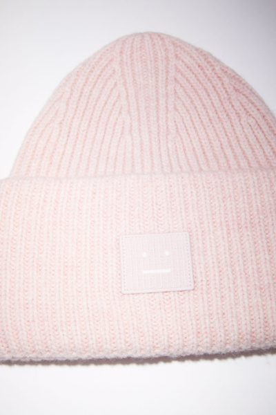 Shop Acne Studios Unisex Ribbed Beanie Hat In Faded Pink Melange