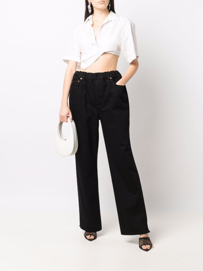 Shop Alexander Wang Women Oversized Elastic Wb Pant In 001 Black