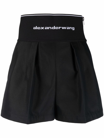 Shop Alexander Wang Women Safari Short With Exposed Zipper And Logo Elastic In Black