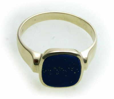 Pre-owned Markenlos Herren Ring Echt Gold 585 Echt Lapis Lazuli Alle Steine Mögl. Gelbgold Qualität