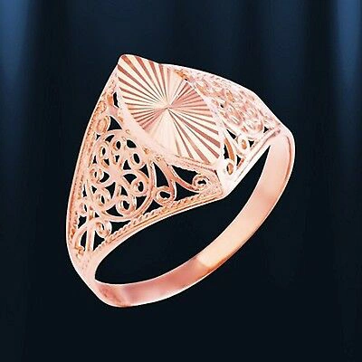 Pre-owned Alvigo-tallinn Schmuck Fabrik Rotgold Ring Rose Gold 585 Goldring Markis Vintage-stil Glänzend Neu