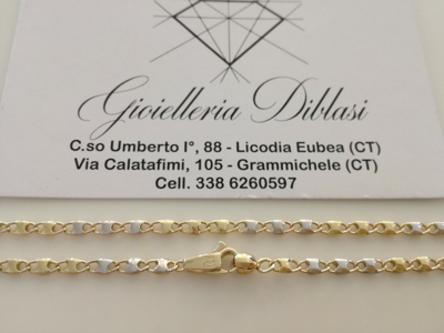 Pre-owned Gold Halskette Herren Damen 18 Karat 750% Massiv Choker Kette Bicolor Gelb Weiss