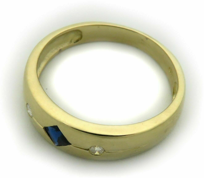 Pre-owned Geno Schmuck Damen Ring Saphir M. Diamant 0,04ct Echt Gold 750 18 Karat Gelbgold Brillant Neu