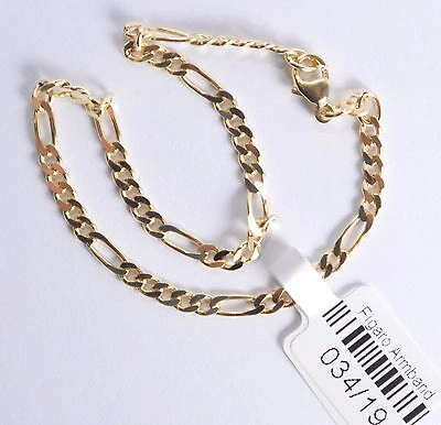 Pre-owned Anada 585 Gold - Figaroarmband - Länge 19 Cm - Breite: 3,4mm - Stärke Ca.: 1mm - Top