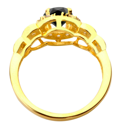 Pre-owned Jewels Central 585er Gold / 1,85kt Natürlicher Erdgeist Pechschwarz Mit Weiss Diamant Damen Ring