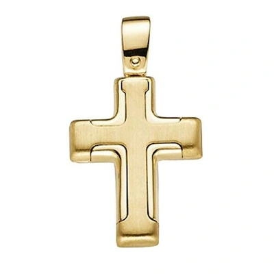 Pre-owned Schmuck-krone - Goldschmuck Anhänger Kreuz Aus 585 Gold Gelbgold, Goldanhänger, Poliert, Für Damen