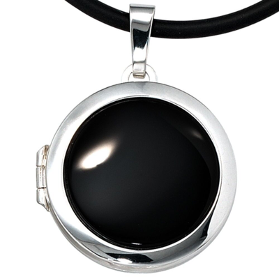 Pre-owned Schmuck-krone - Silberschmuck Medaillon Anhänger Zum Öffnen Mit Onyx Schwarz, 925 Silber, Unisex