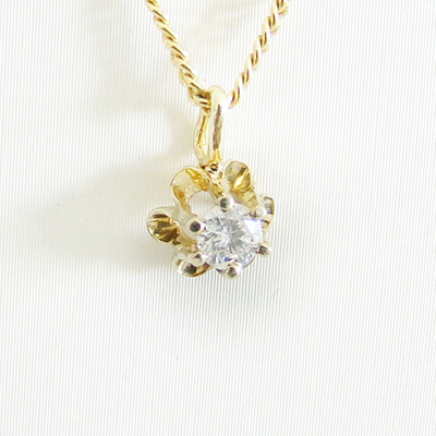 Pre-owned Markenlos Anhänger Gold 585er Brillant 0,15 Ct. Diamat 14 Kt. Solitär Goldschmuck Damen