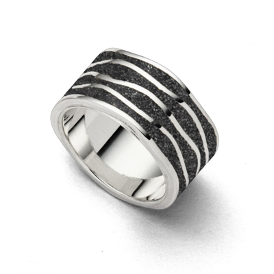 Pre-owned Dur-schmuck Dur Schmuck Ring Ebbe Und Flut Lavasand, 925/- Sterlingsilber (r4832)