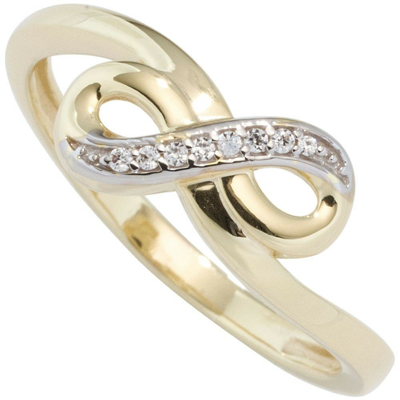 Pre-owned Schmuck-krone - Goldschmuck Ring Damenring Goldring Unendlichkeit Ziffer Acht 8 Mit Zirkonia, 333 Gelbgold