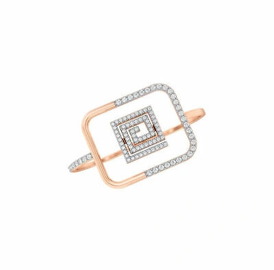 Pre-owned Hrb-exporte Geometrischer Zwei-finger-ring Mit 2,80 Karat Rundem Moissanite-diamant In...