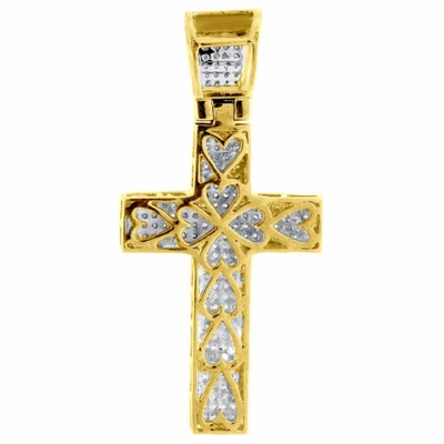 Pre-owned Jfl Diamonds & Timepieces Original Diamant Kreuz Anhänger Herren 10k Gelbgold Mini Gewölbter Charm 1/2 Ct