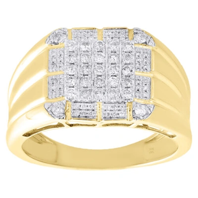 Pre-owned Jfl Diamonds & Timepieces 10k Gelbgold Diamant Stufe Schaft Cluster Statement Fancy Rosa Ring 0.52 Karat