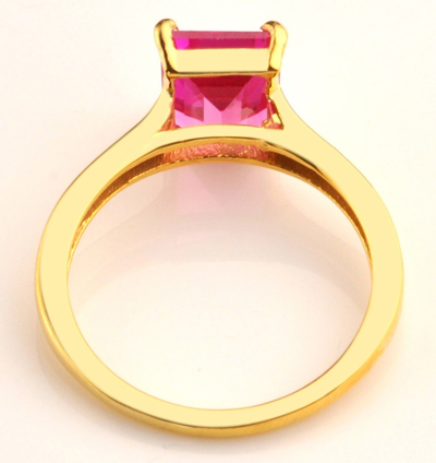 Pre-owned Vt Gems 1,35 Karat Rechteck Cut 585er Gelbgold Natürliche Rosa Turmalin Frauen Ring