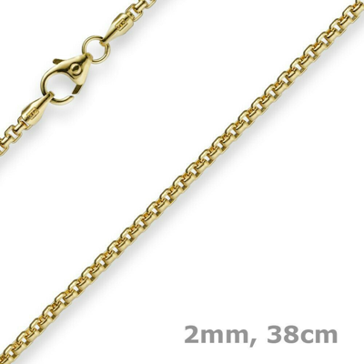 Pre-owned Schmuck-krone 2mm Venezianerkette Rund 585 Gold Gelbgold Kette Collier Halskette 38cm Damen